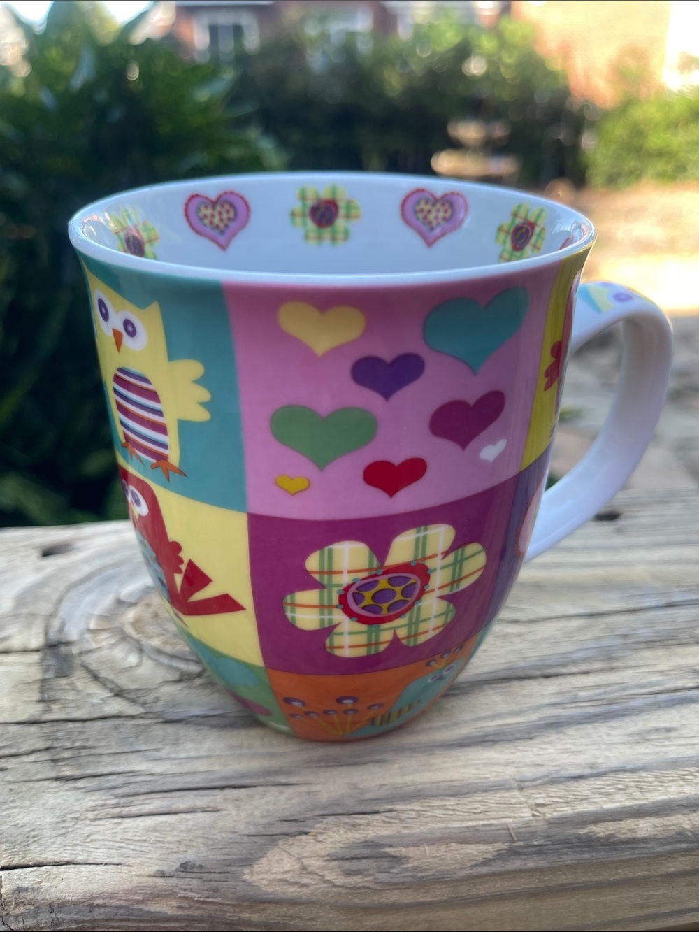 Creative Tops Whimsical Patchwork Owl Coffee Tea Ceramic Mug